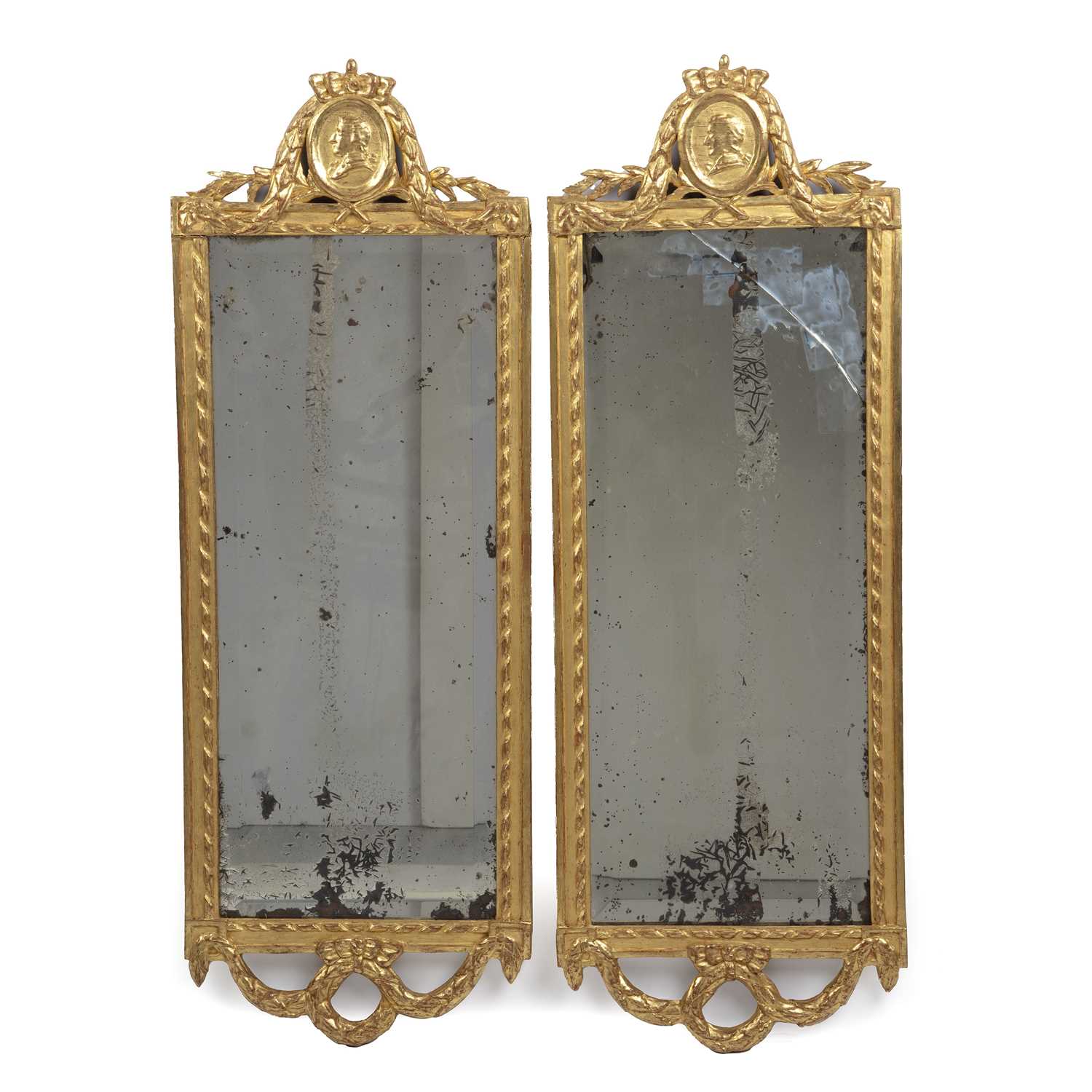 Lot 182 - A pair of 18th century Dutch gilded mirrors...