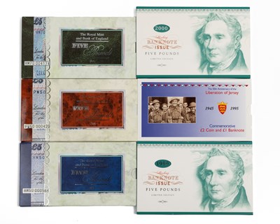 Lot 248 - A group of five £5 note sets and a Jersey limited edition set.