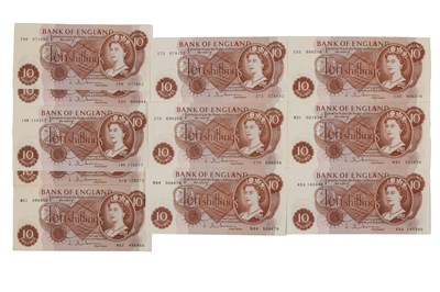 Lot 254 - A group of eleven 10 shilling bank notes