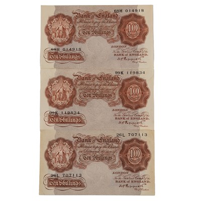 Lot 257 - Three post War 10 shilling banknotes