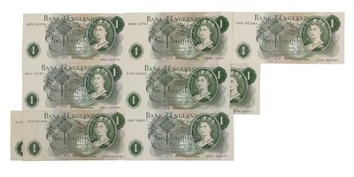 Lot 266 - A group of nine 1967 £1 banknotes