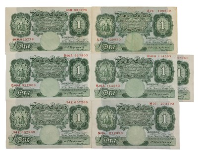 Lot 275 - A group of seven £1 pre-war banknotes