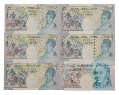Lot 279 - A group of six £5 notes