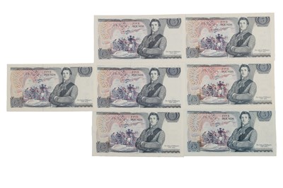 Lot 282 - A group of seven Gill, Somerset, and Page £5 banknotes