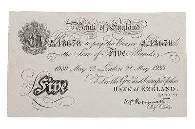 Lot 294 - A Bank of England white £5 Peppiatt note