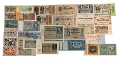 Lot 301 - A collection of fifty-four German pre and post-war banknotes