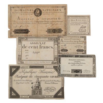 Lot 304 - A group of six late 18th century French banknotes