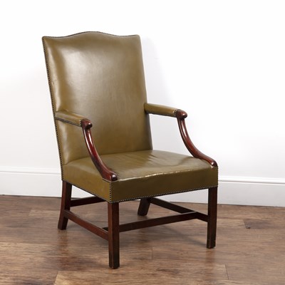 Lot 15 - Gainsborough style mahogany library armchair...