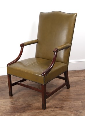 Lot 15 - Gainsborough style mahogany library armchair...