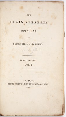 Lot 649 - Hazlitt (William). 'The Plain Speaker:...