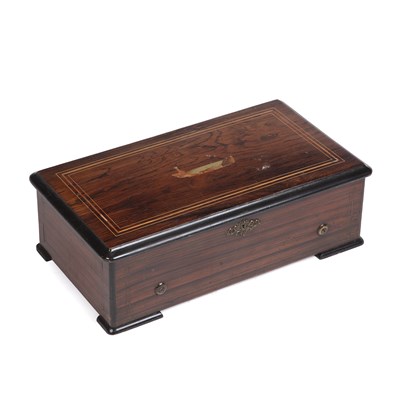 Lot 199 - A 19th century Swiss music box the inlaid...