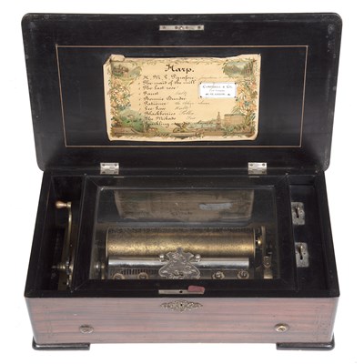 Lot 199 - A 19th century Swiss music box the inlaid...