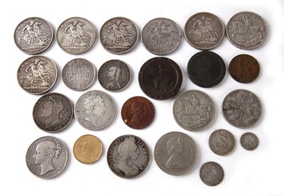 Lot 335 - British coinage to include and 1887 sixpence a...