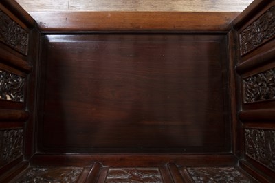 Lot 96 - Pair of Ming-style carved hardwood armchairs...