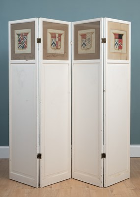 Lot 491 - An early 20th century white-painted four-fold screen