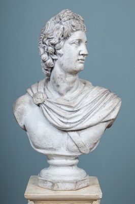 Lot 117 - A white-painted plaster bust of Apollo