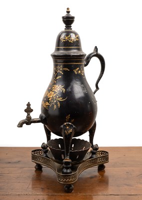 Lot 523 - An early 19th century Dutch pewter toleware coffee pot