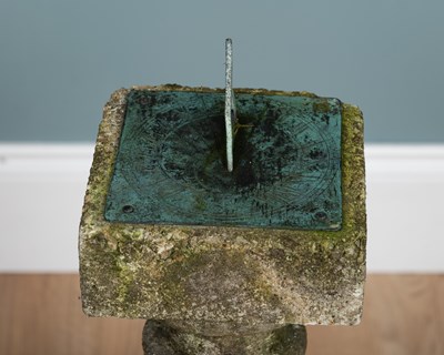 Lot 1445 - A small cast reconstituted stone sundial