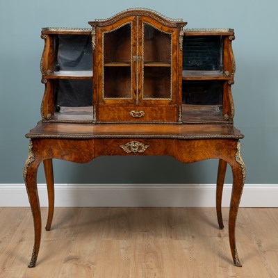 Lot 52 - A 19th century French burr walnut bonheur du jour