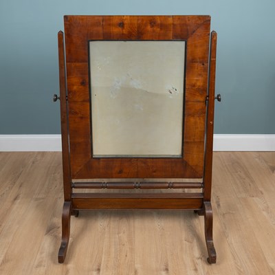 Lot 30 - A yew wood-framed cheval mirror