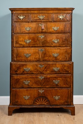 Lot 15 - A George II walnut chest on chest