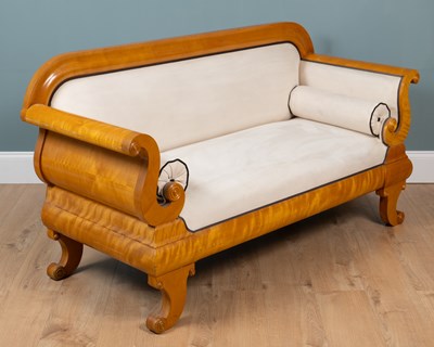 Lot 54 - An early 20th century Biedermeier satin birch settee
