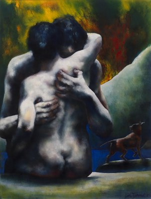 Lot 299 - Lin Jammet (1958-2017) Embrace, 1989 signed...