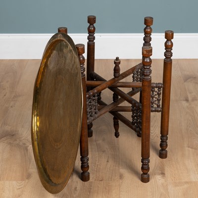 Lot 95 - A Middle Eastern table together with a gilt wall mirror