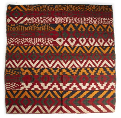 Lot 287 - An Uzbek kilim of abstract design in weft work,...