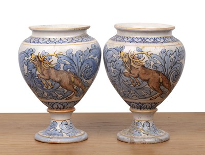 Lot Pair of Maolica vases or jars Italian, on...