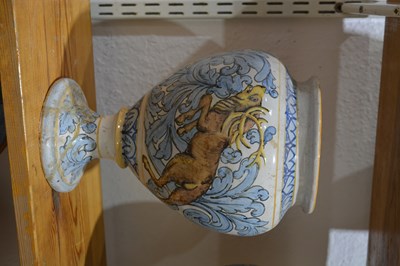 Lot 203 - Pair of Maiolica vases or jars Italian, on...