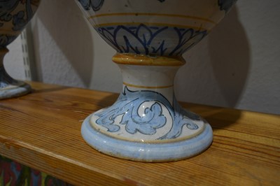 Lot 203 - Pair of Maiolica vases or jars Italian, on...