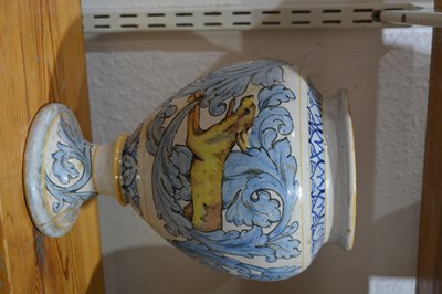 Lot 203 - Pair of Maiolica vases or jars Italian, on...
