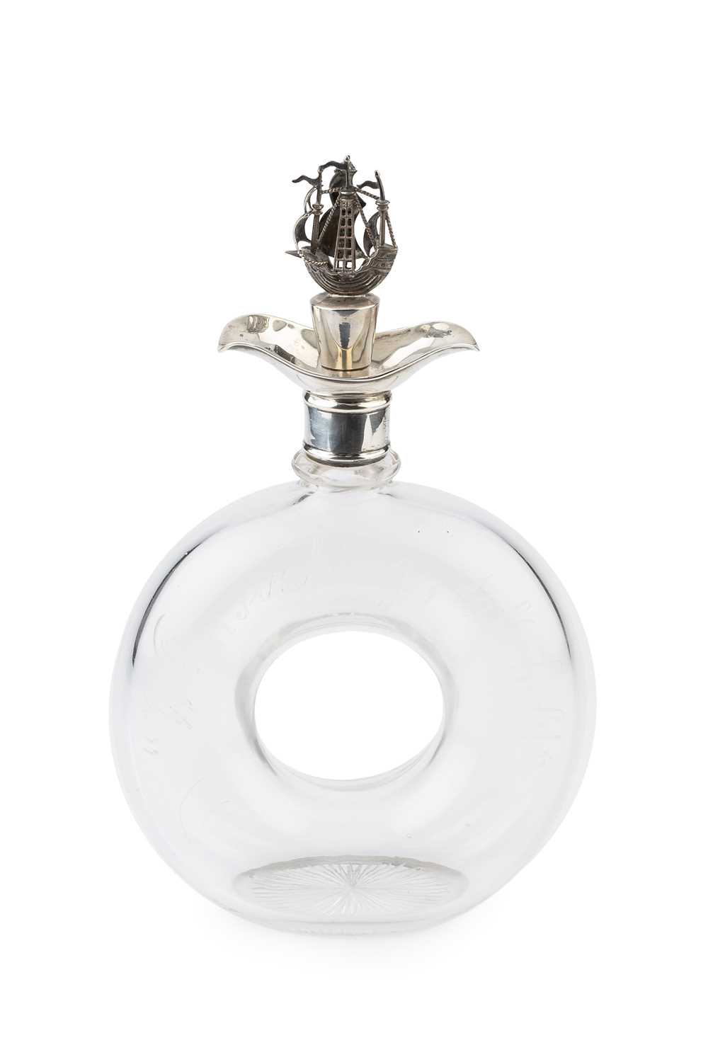 Lot 449 - A George V silver mounted novelty decanter and...