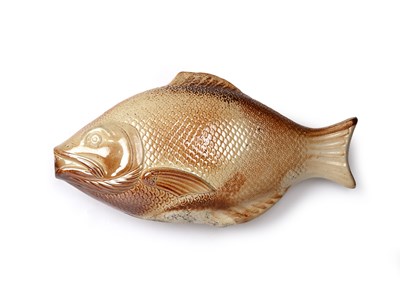 Lot 108 - A rare salt-glazed stoneware fish flask,...