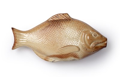 Lot 108 - A rare salt-glazed stoneware fish flask,...