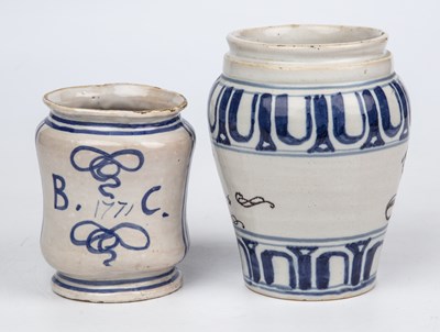 Lot 109 - A Savona maiolica drug jar, circa 1700, marked...