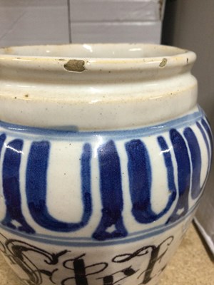 Lot 109 - A Savona maiolica drug jar, circa 1700, marked...