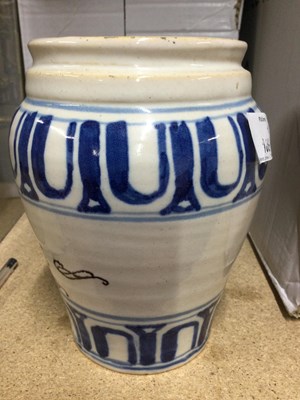 Lot 109 - A Savona maiolica drug jar, circa 1700, marked...