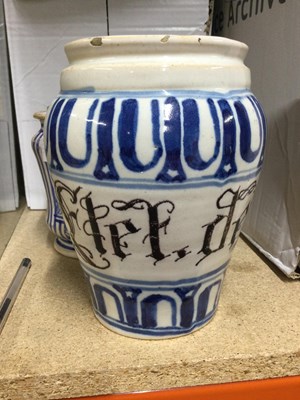 Lot 109 - A Savona maiolica drug jar, circa 1700, marked...