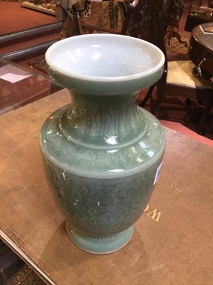 Lot 113 - A Chinese celadon vase with a Guangxu mark,...