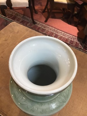 Lot 113 - A Chinese celadon vase with a Guangxu mark,...