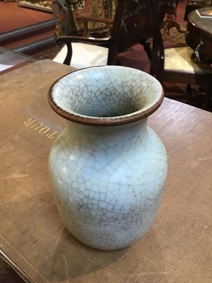 Lot 113 - A Chinese celadon vase with a Guangxu mark,...