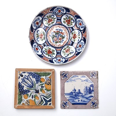 Lot 110 - An 18th century Delft polychrome plate...