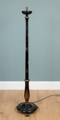 Lot 533 - A black lacquered chinoiserie-decorated standard lamp