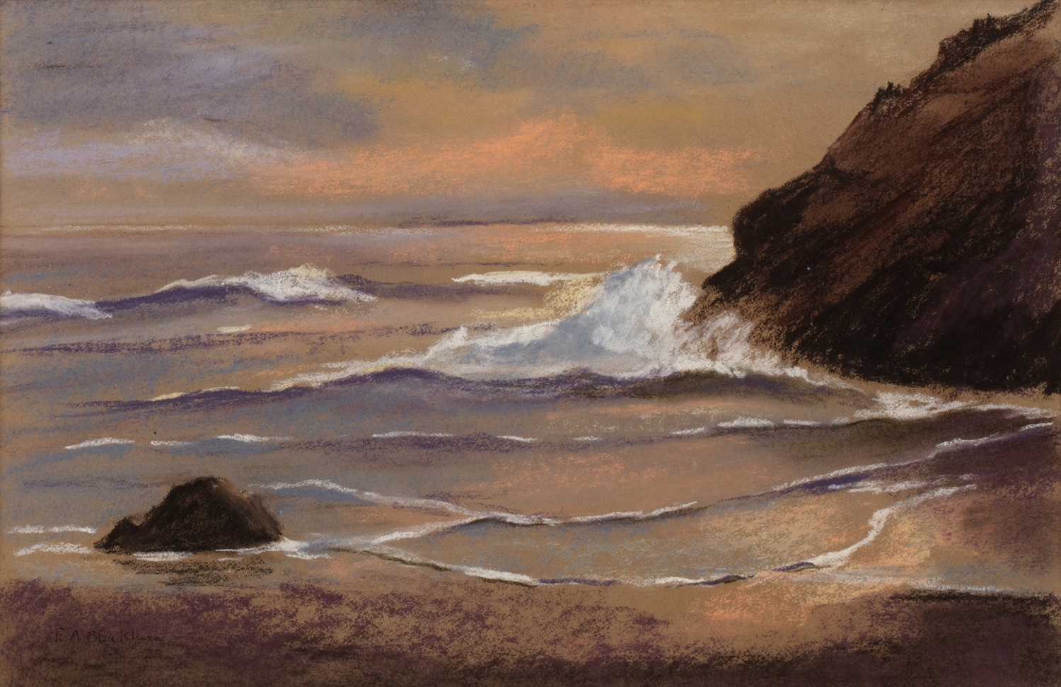 Lot 132 - E A Blackburn (Contemporary) 'Beach scene',...