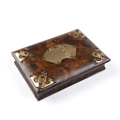 Lot 257 - A Victorian brass mounted playing card box...