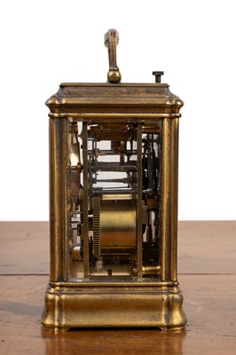Lot 423 - An antique repeater carriage clock with a Gorge case