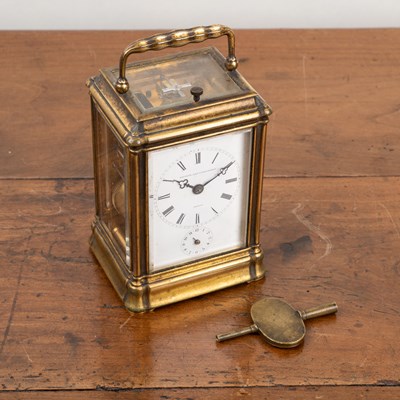 Lot 423 - An antique repeater carriage clock with a Gorge case