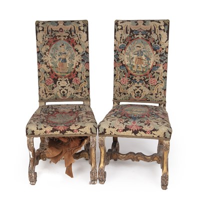 Lot 403 - A pair of 19th century gilded chairs